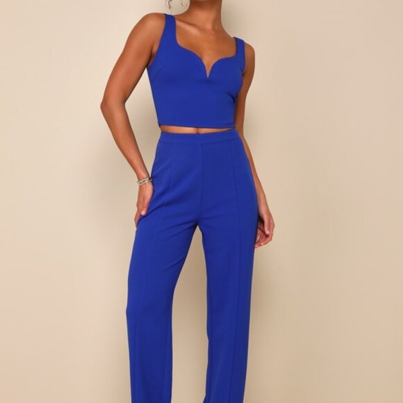 Lulus Glamorous Direction Royal Blue Sleeveless Two-piece Jumpsuit - Size XS - Picture 1 of 1